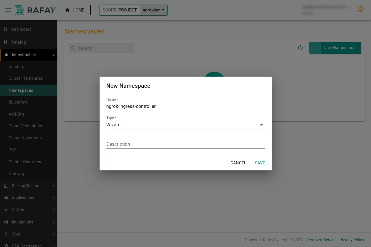 Create a new namespace